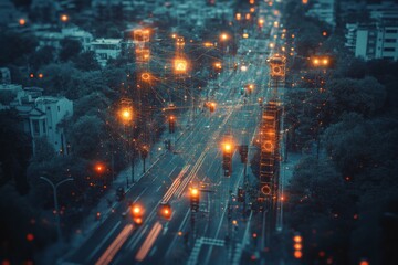 Naklejka premium Urban Web of Intelligence, Smart Cities and IoT Integration