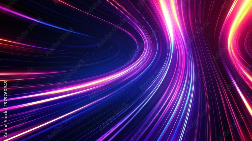 Poster abstract neon light lines background with glowing speed effect for digital technology and sports con