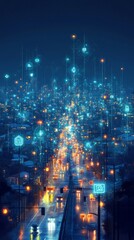 Obraz premium Urban Web of Intelligence, Smart Cities and IoT Integration