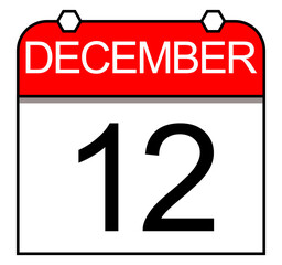 December 12. A simple isolated daily calendar icon.