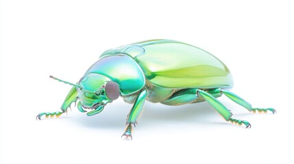 Naklejka premium A green bug with a shiny, metallic appearance