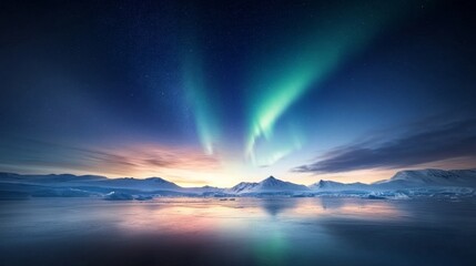 Antarctic night sky, vibrant aurora, polar southern lights.