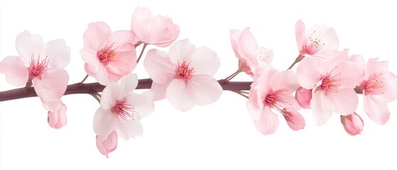 A white background with a pink flower branch