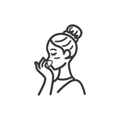 Obraz premium Line art illustration of a woman smelling a flower
