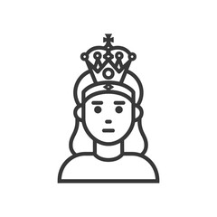 Line Art Illustration of a Woman Wearing a Crown
