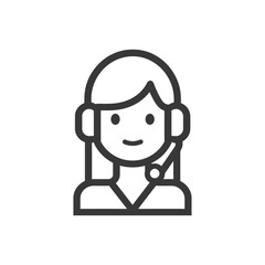 Fototapeta premium Line Art Illustration of a Woman Wearing a Headset