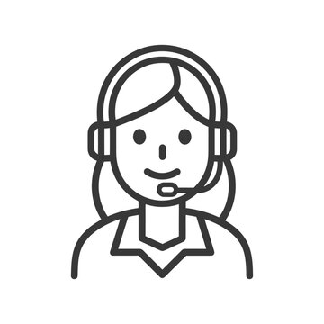 recommend clip art: Line art illustration of a woman wearing a headset