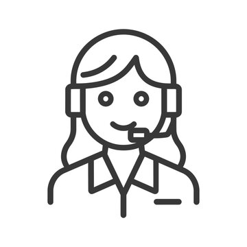 recommend clip art: Line art illustration of a woman wearing a headset