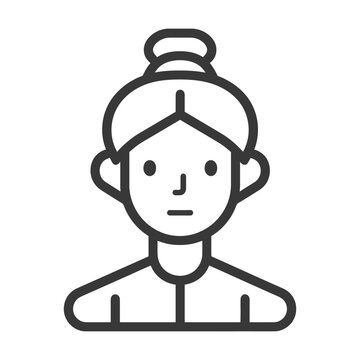 recommend clip art: Line art illustration of a woman with a bun hairstyle