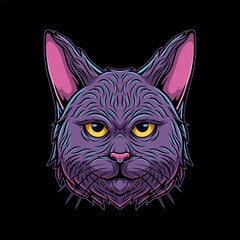 colorful cat head mascot illustration