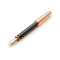 A gold and black pen with a black tip