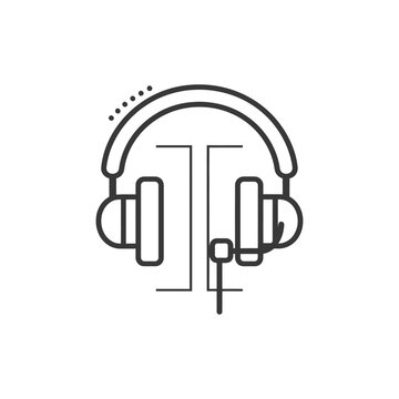 recommend clip art: Line art illustration of headphones with a vertical line passing through the center