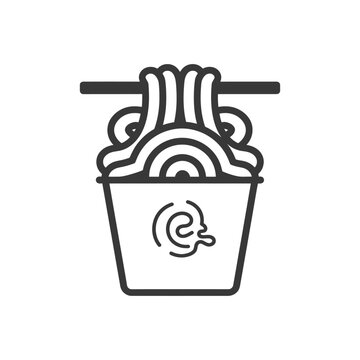 recommend clip art: Line Art Illustration of Instant Noodles in a Cup