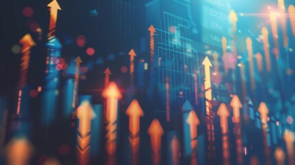 illustration of arrow up, market stocks background concept