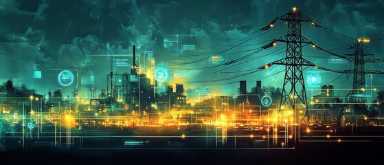 Obraz premium The Smart Grid, Smart Cities and IoT Integration