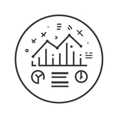 Line Chart with Circle and Symbols Indicating Growth