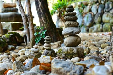 Serene Zen Garden with Raked Sand and Tranquil Stones for Meditation.