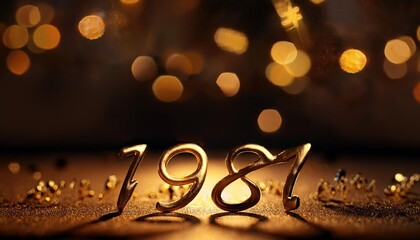 Golden Decorative Numbers Representing 1981 Year