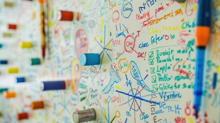 Colorful Handwritten Notes on Whiteboard