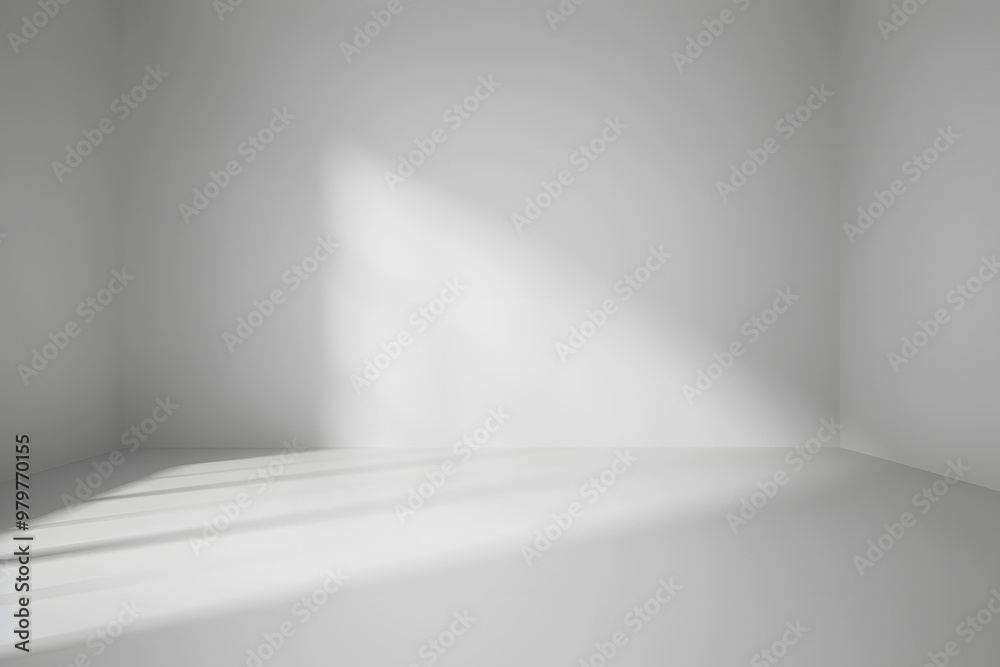 Wall mural abstract empty white and gray gradient soft light background of studio room for art work design.