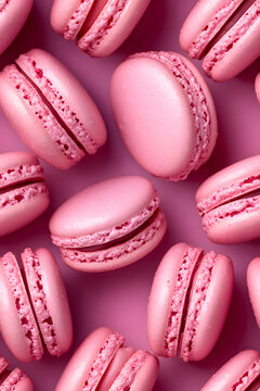  Seamless pattern, pink macarons pattern, isolated background, texture. 