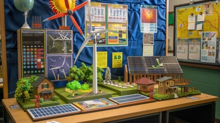 Naklejka premium Renewable Energy Model Display