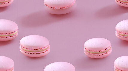 Obraz premium Seamless pattern, pink macarons pattern, isolated background, texture. 