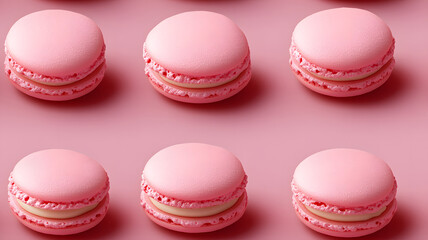  Seamless pattern, pink macarons pattern, isolated background, texture. 