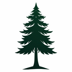 Pine tree silhouette vector illustration on white background