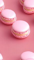 Fototapeta premium Seamless pattern, pink macarons pattern, isolated background, texture. 