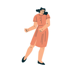 Woman at Musical Festival Dancing Have Rest Vector Illustration