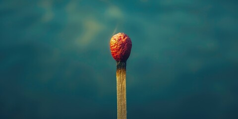 A matchstick poised to ignite against a vibrant green chroma key backdrop, showcasing fire potential