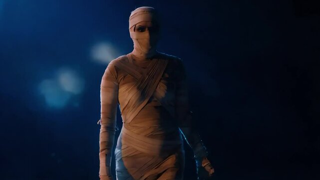 Creepy Mummy dancing under strobo lights