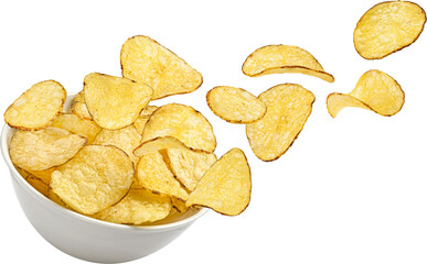Kettle potato chips isolated on white background