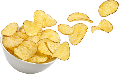 Kettle potato chips isolated on white background