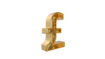 Pound or Pound sterling currency symbol of the United Kingdom in shiny gold - 3d Illustration, 3d rendering	