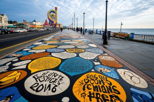 Blackpool's Comedy Carpet, showcasing famous quotes and jokes embedded in the pavement