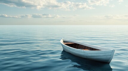 Naklejka premium PNG. Solitary boat on vast ocean transparent background