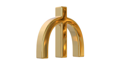 Azerbaijani Manat currency symbol currency of Azerbaijan in shiny gold - 3d Illustration, 3d rendering	
