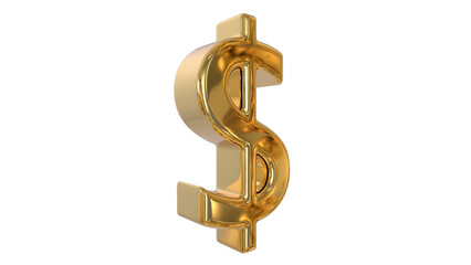 Dollar currency symbol of USA made of shiny gold - 3d Illustration, 3d rendering	