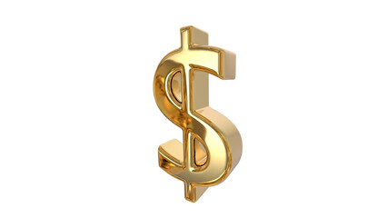 Dollar currency symbol of USA made of shiny gold - 3d Illustration, 3d rendering	