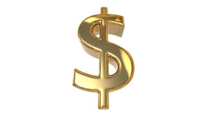 Dollar currency symbol of USA made of shiny gold - 3d Illustration, 3d rendering	