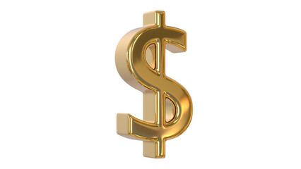 Dollar currency symbol of USA made of shiny gold - 3d Illustration, 3d rendering	