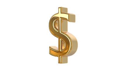 Dollar currency symbol of USA made of shiny gold - 3d Illustration, 3d rendering	