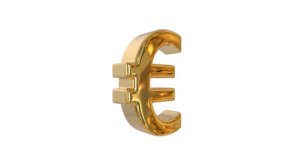 Euro currency symbol of Europeans union made of shiny gold material - 3d rendering, 3d Illustration 