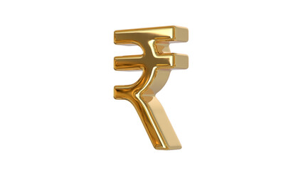 Indian Currency Rupee symbol made of shiny gold material - 3d rendering, 3d Illustration 