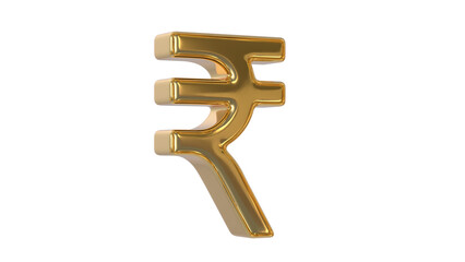 Indian Currency Rupee symbol made of shiny gold material - 3d rendering, 3d Illustration 