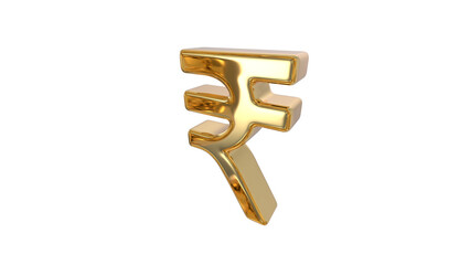 Indian Currency Rupee symbol made of shiny gold material - 3d rendering, 3d Illustration 