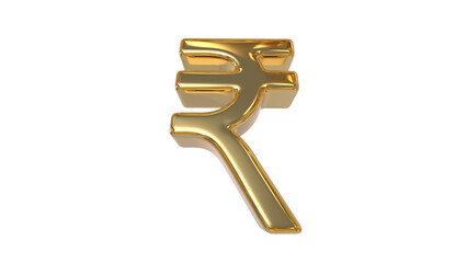 Indian Currency Rupee symbol made of shiny gold material - 3d rendering, 3d Illustration 