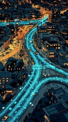 Obraz premium City of Digital Streams, Smart Cities and IoT Integration